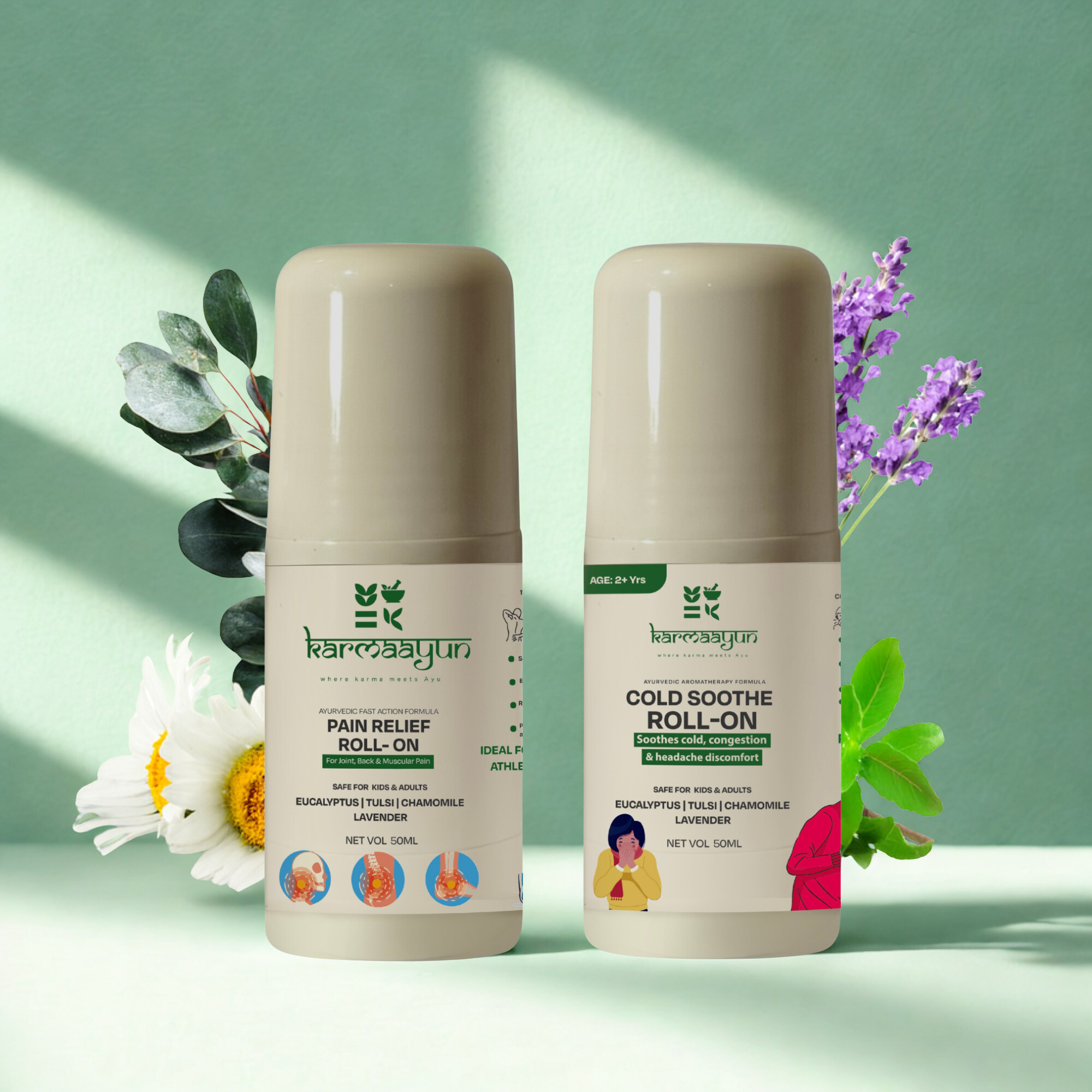 Wellness Roll-On Kit | Pain Relief & Cold Relief Roll-On Combo